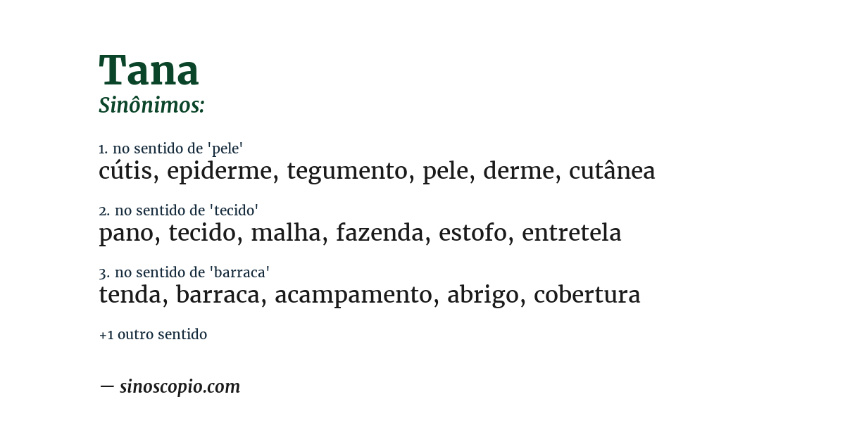 Sinônimo de tana