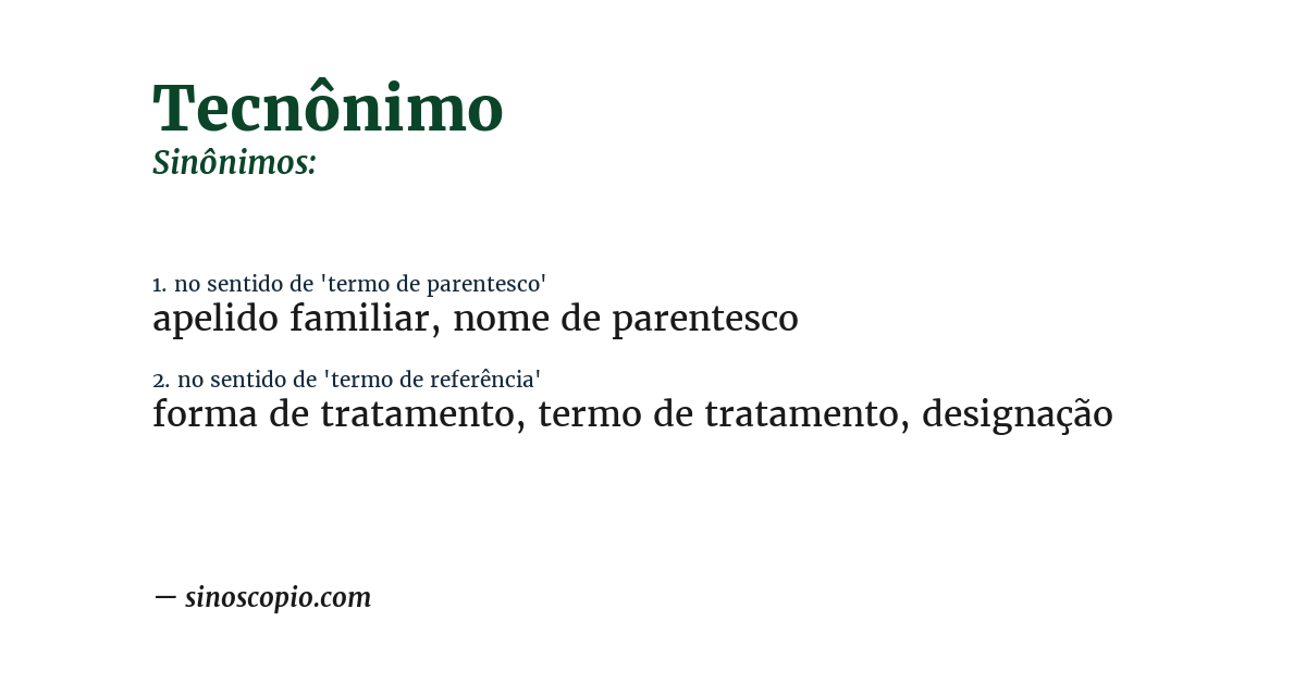 Sinônimo de tecnônimo