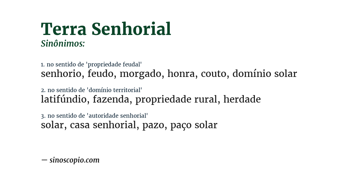 Sinônimo de terra senhorial