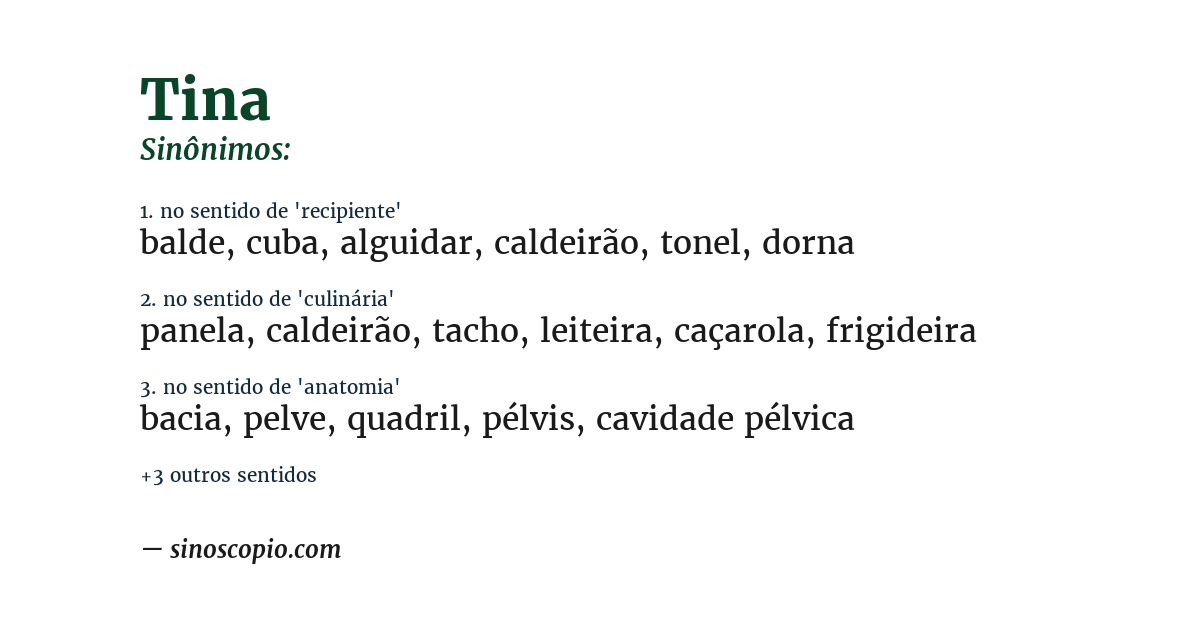 Sinônimo de tina