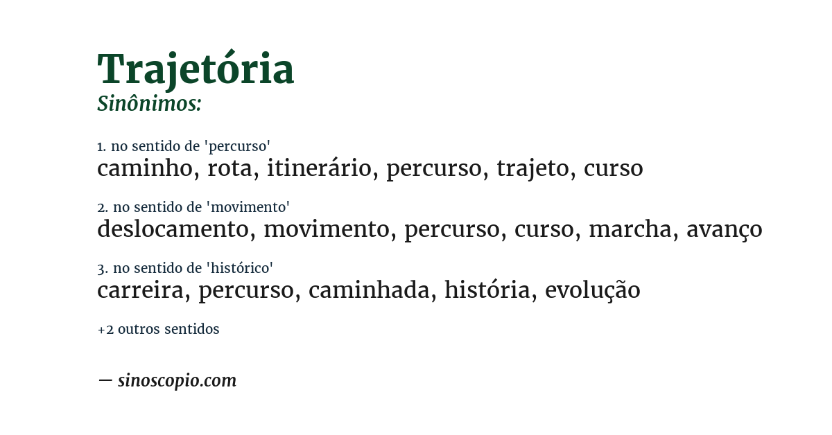 Sinônimo de trajetória