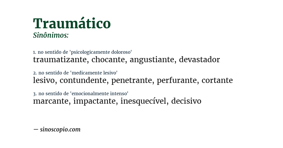 Sinônimo de traumático