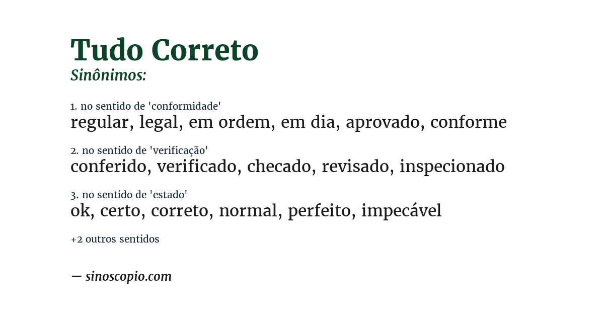 Sinônimo de tudo correto