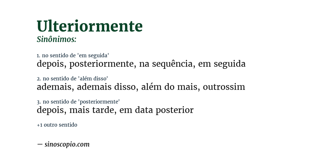Sinônimo de ulteriormente