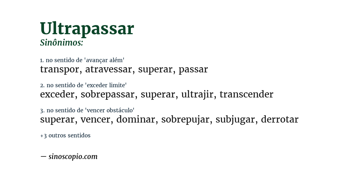 Sinônimo de ultrapassar
