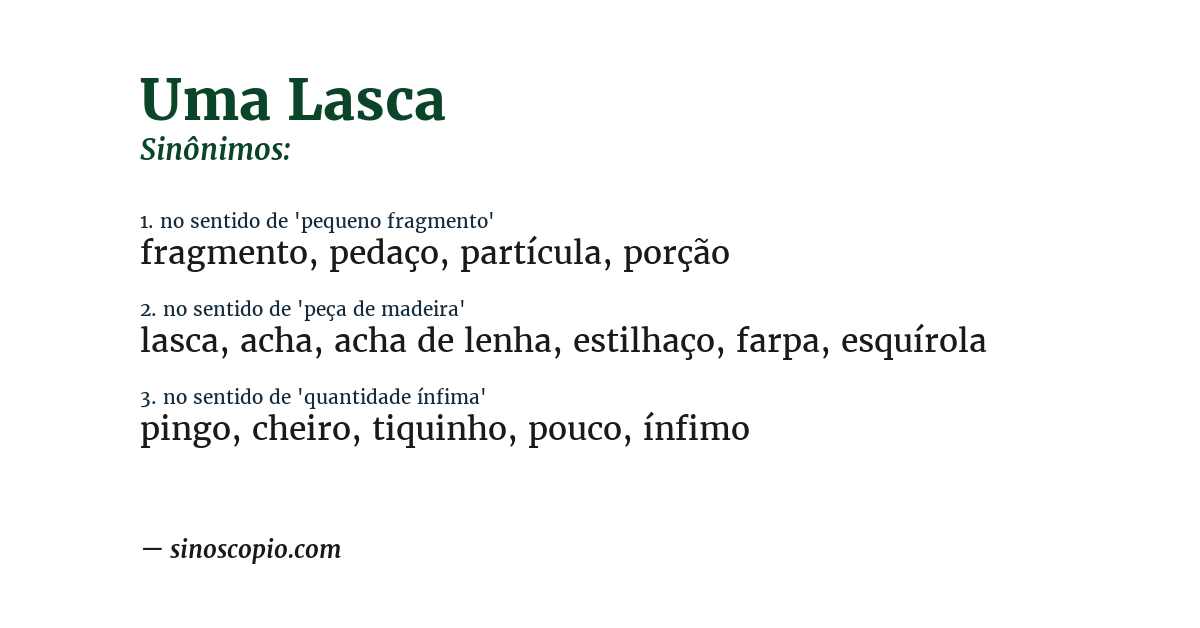 Sinônimo de uma lasca