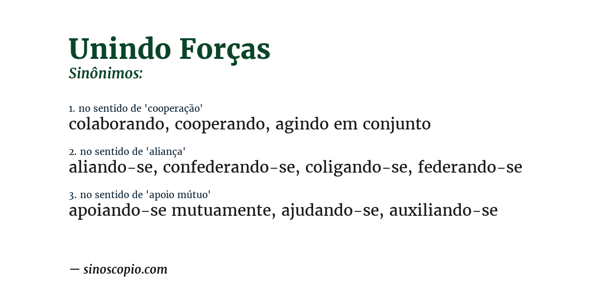 Sinônimo de unindo forças