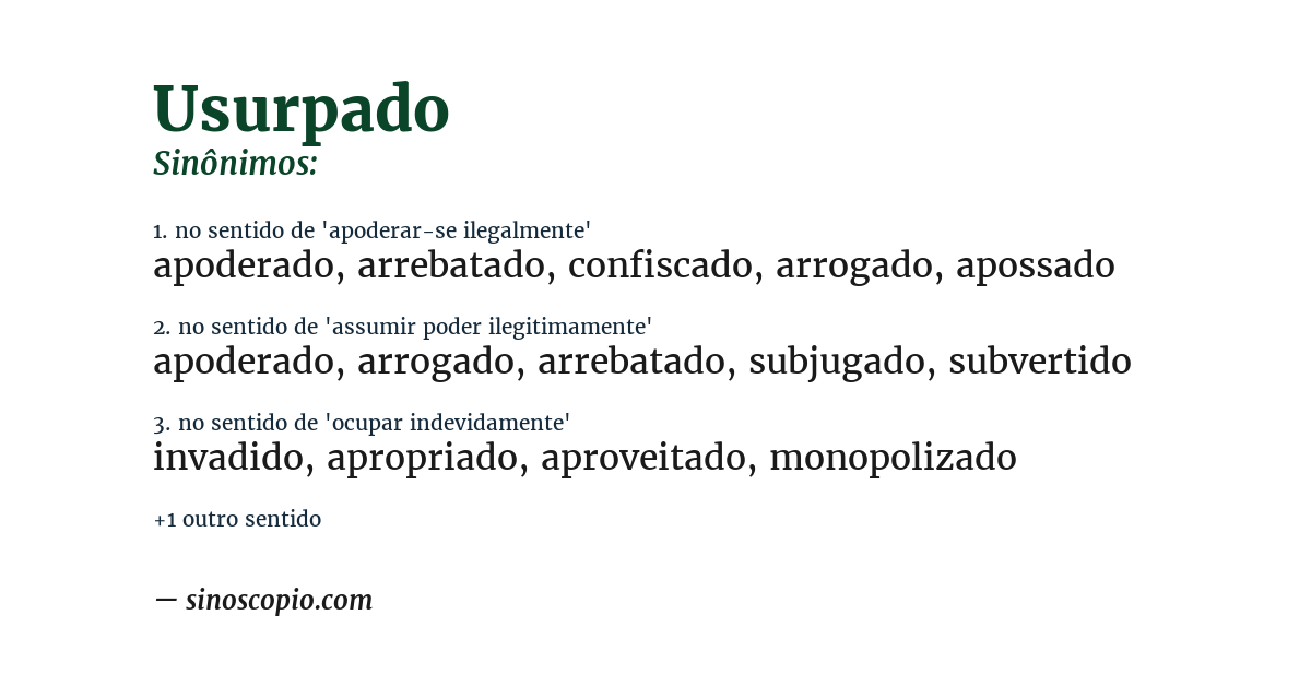 Sinônimo de usurpado