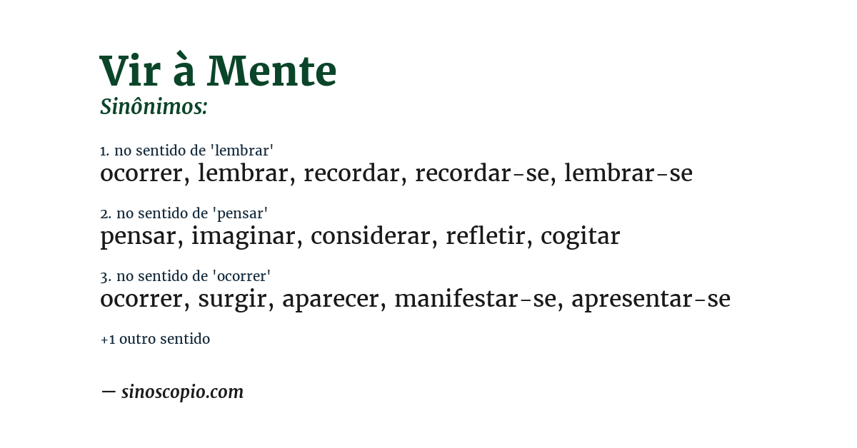 Sinônimo de vir à mente