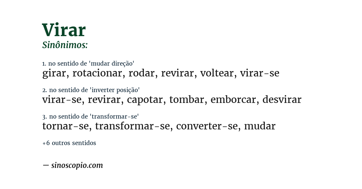 Sinônimo de virar