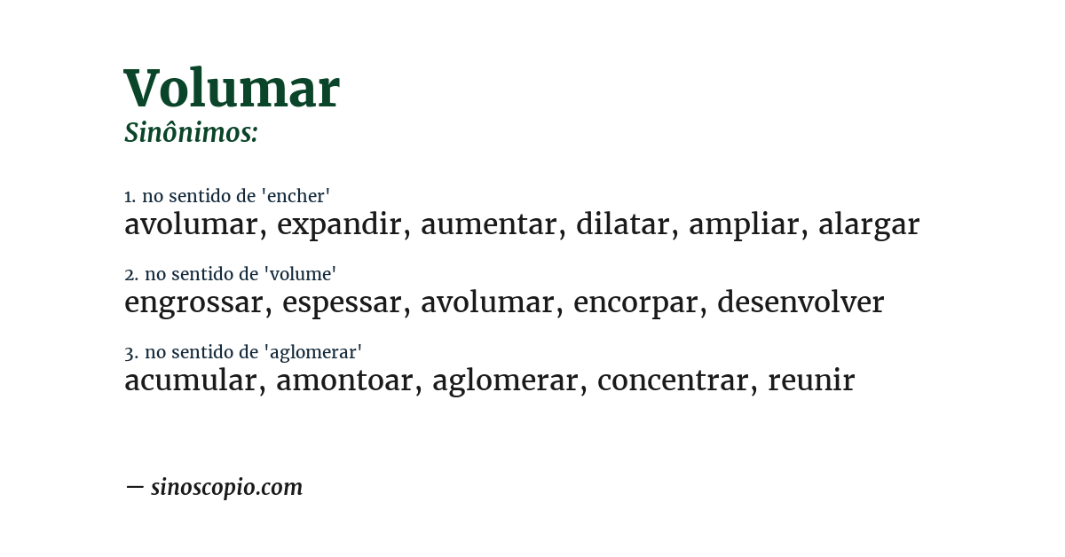 Sinônimo de volumar