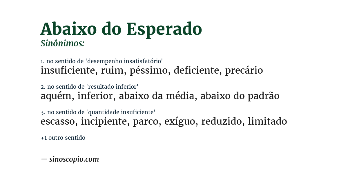Sinônimo de abaixo do esperado