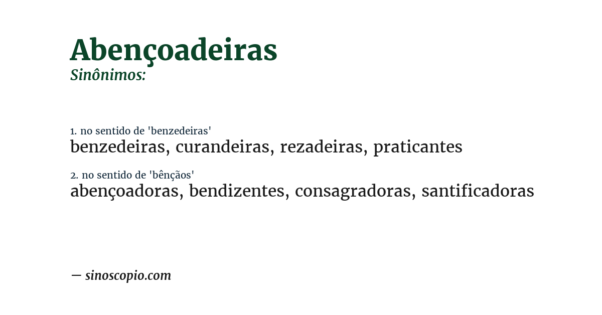Sinônimo de abençoadeiras