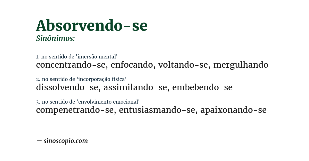 Sinônimo de absorvendo-se