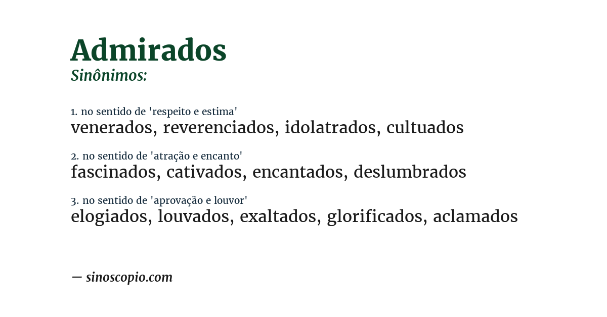 Sinônimo de admirados
