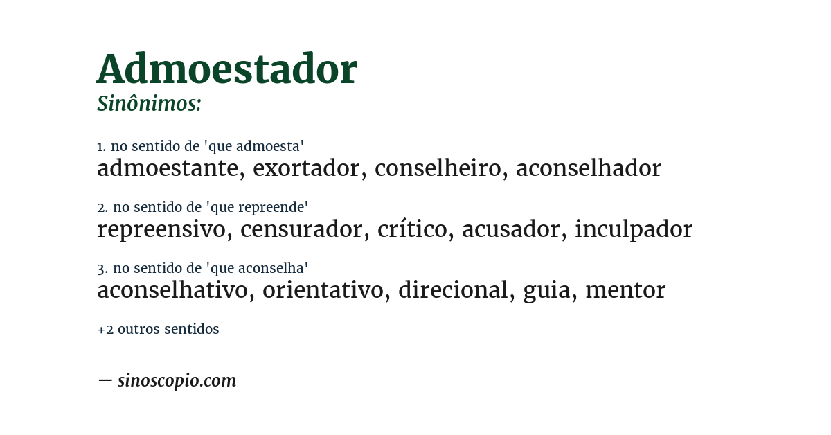 Sinônimo de admoestador