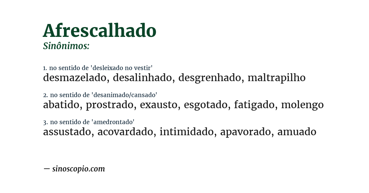 Sinônimo de afrescalhado