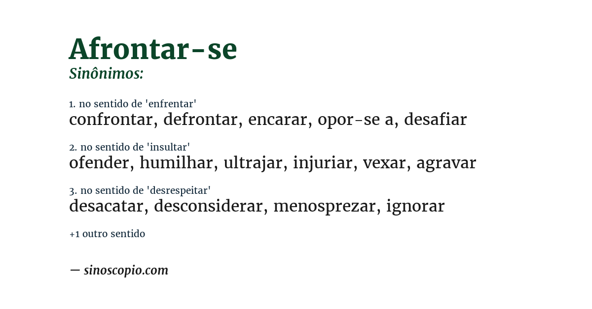 Sinônimo de afrontar-se