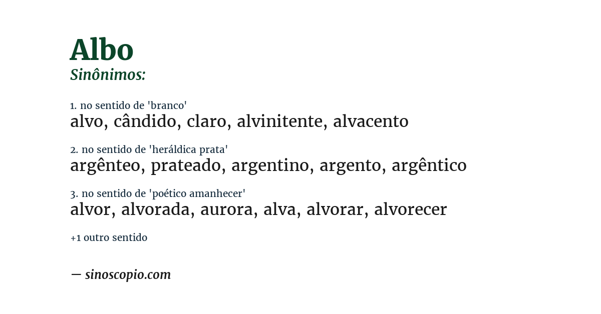Sinônimo de albo