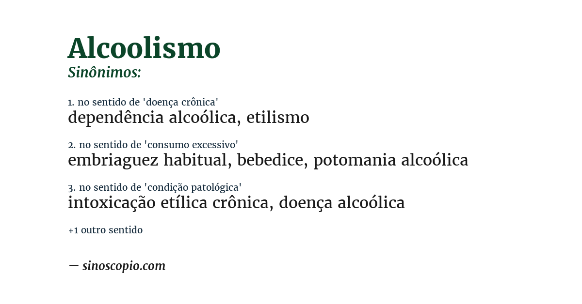 Sinônimo de alcoolismo