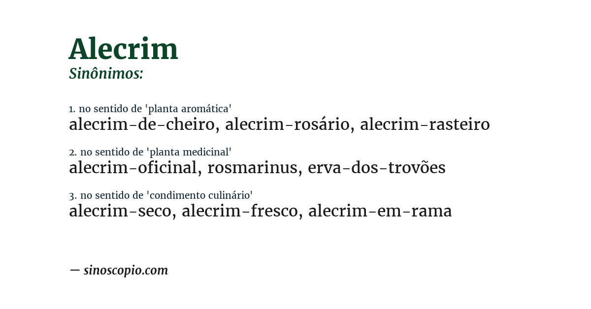 Sinônimo de alecrim