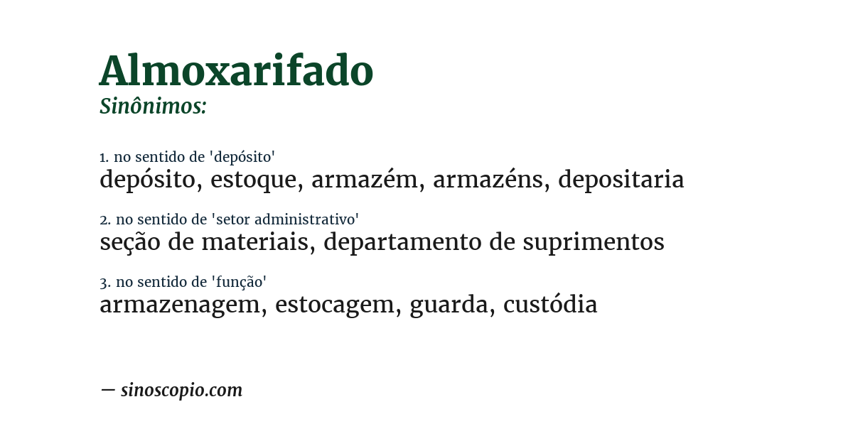 Sinônimo de almoxarifado