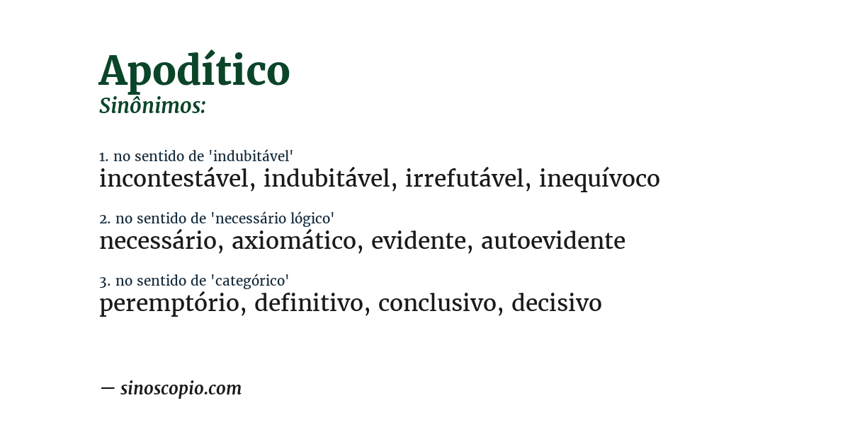Sinônimo de apodítico