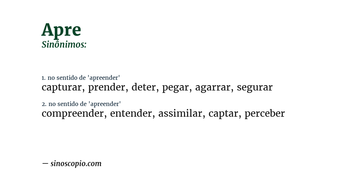 Sinônimo de apre