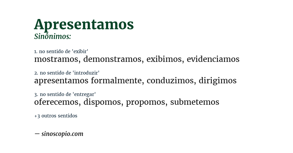 Sinônimo de apresentamos