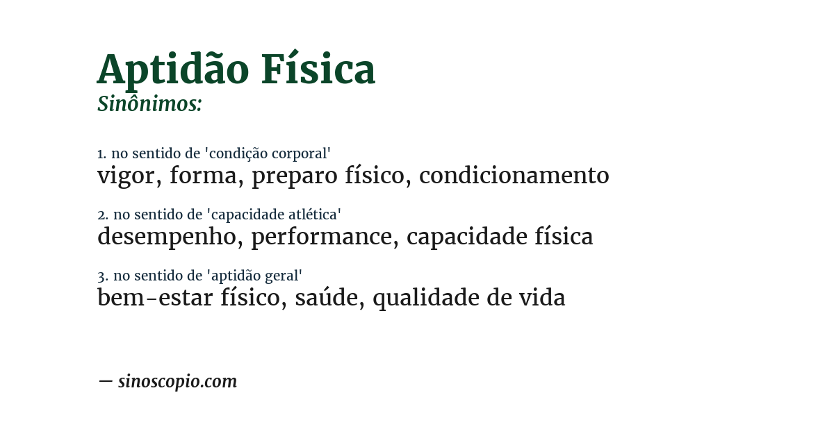 Sinônimo de aptidão física
