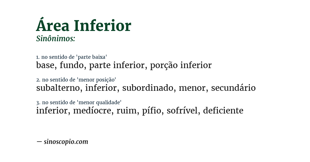 Sinônimo de área inferior