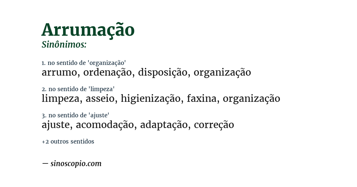 Sinônimo de arrumação