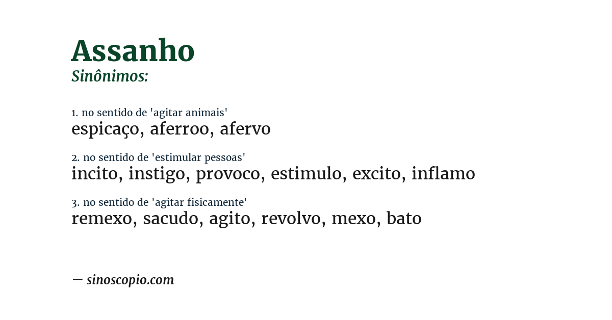 Sinônimo de assanho