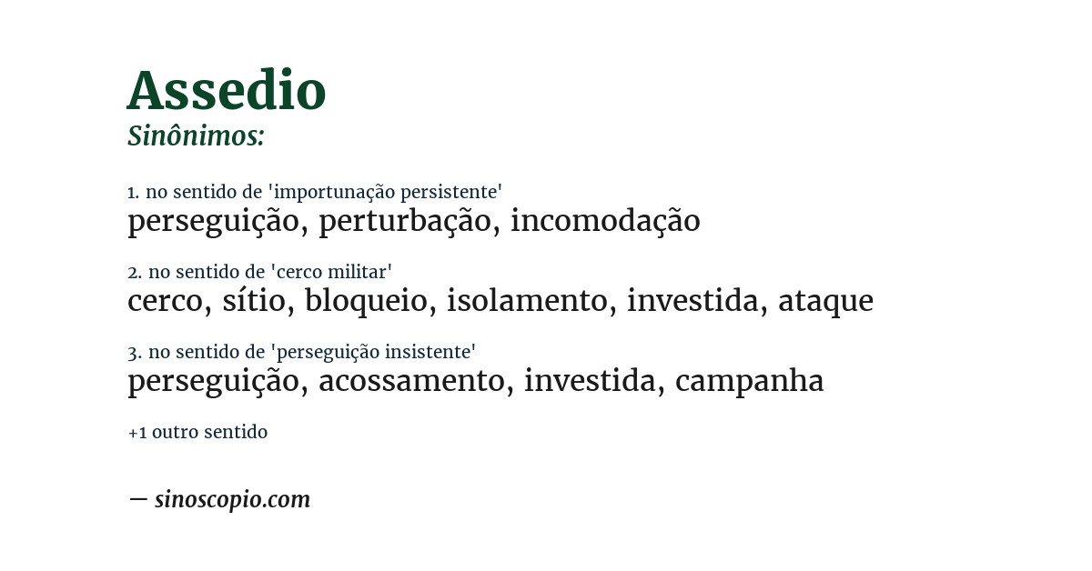 Sinônimo de assedio