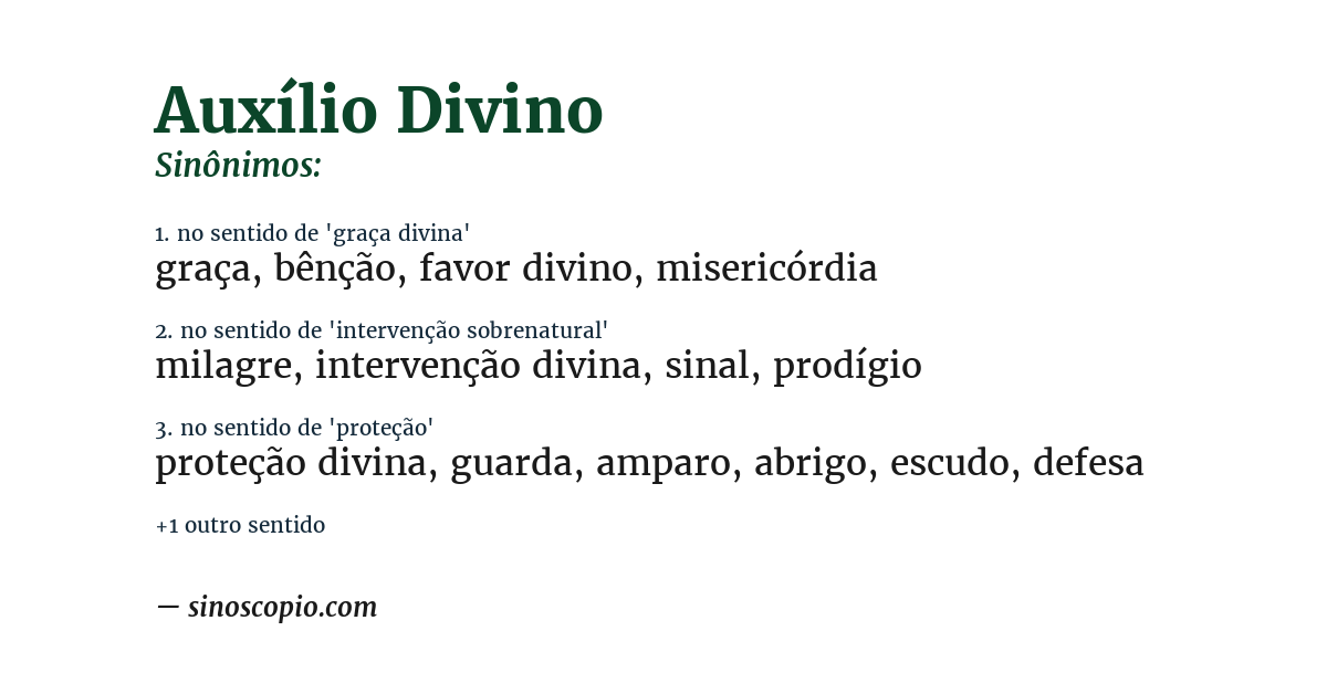 Sinônimo de auxílio divino