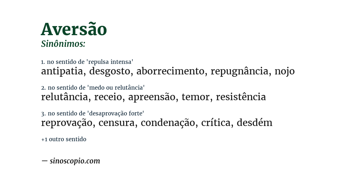 Sinônimo de aversão