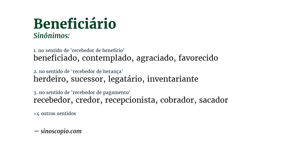 Sinônimo de beneficiário