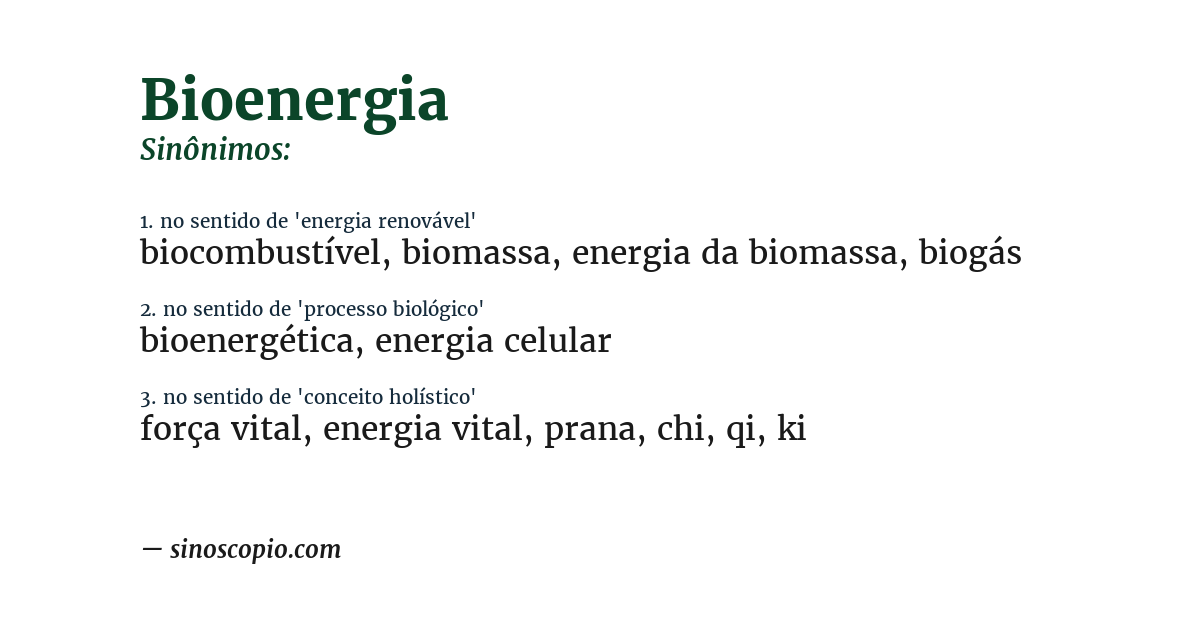 Sinônimo de bioenergia