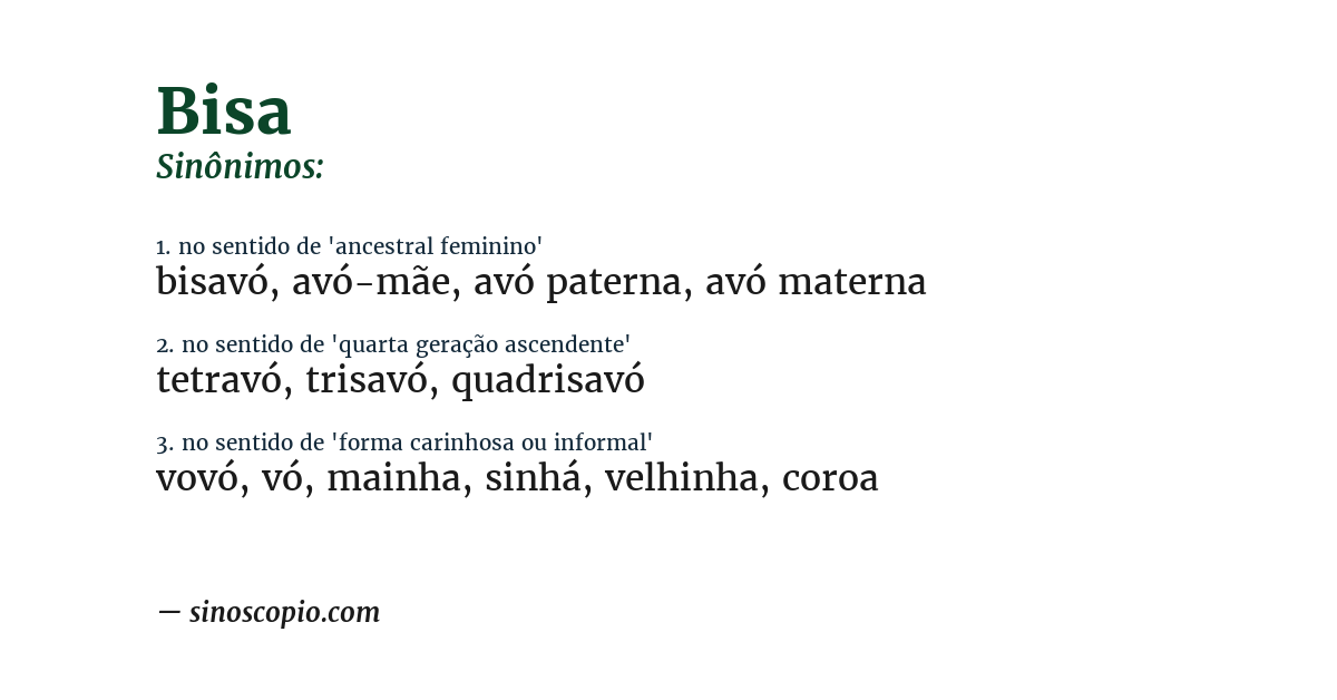Sinônimo de bisa