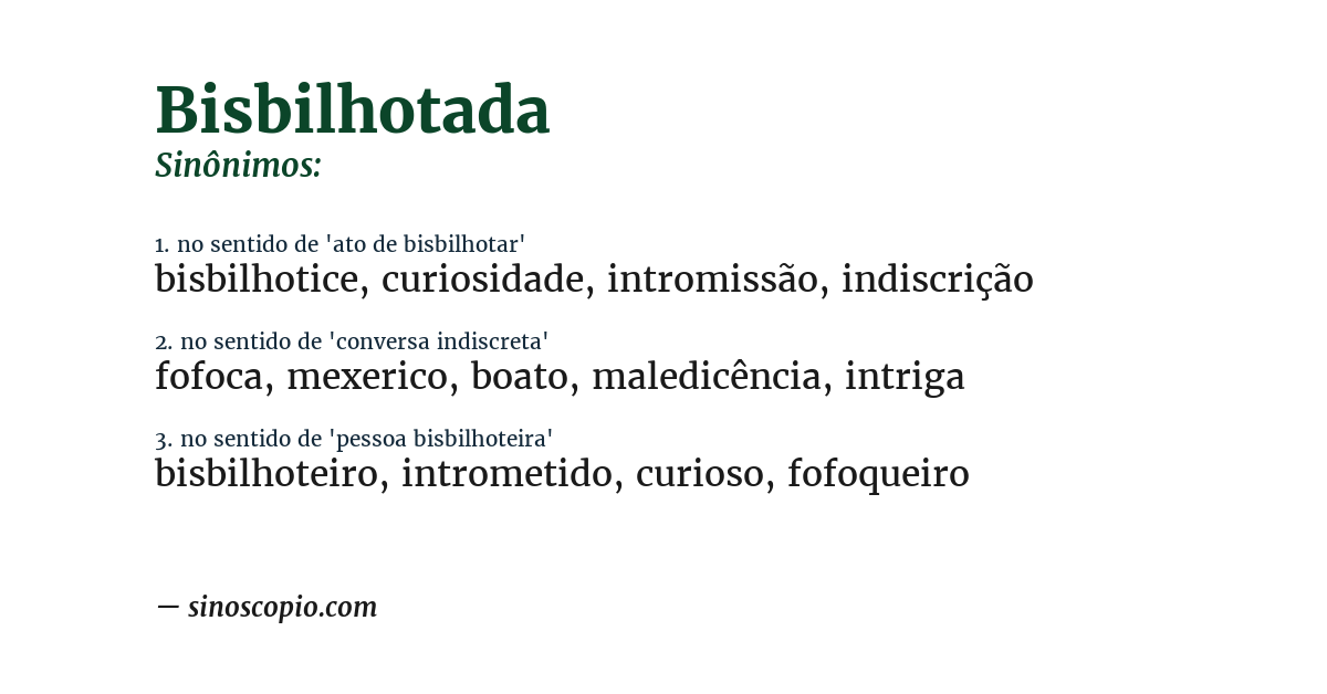 Sinônimo de bisbilhotada