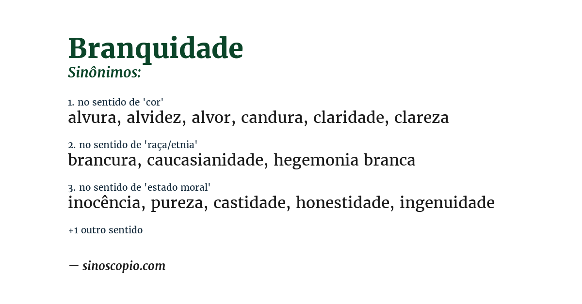 Sinônimo de branquidade