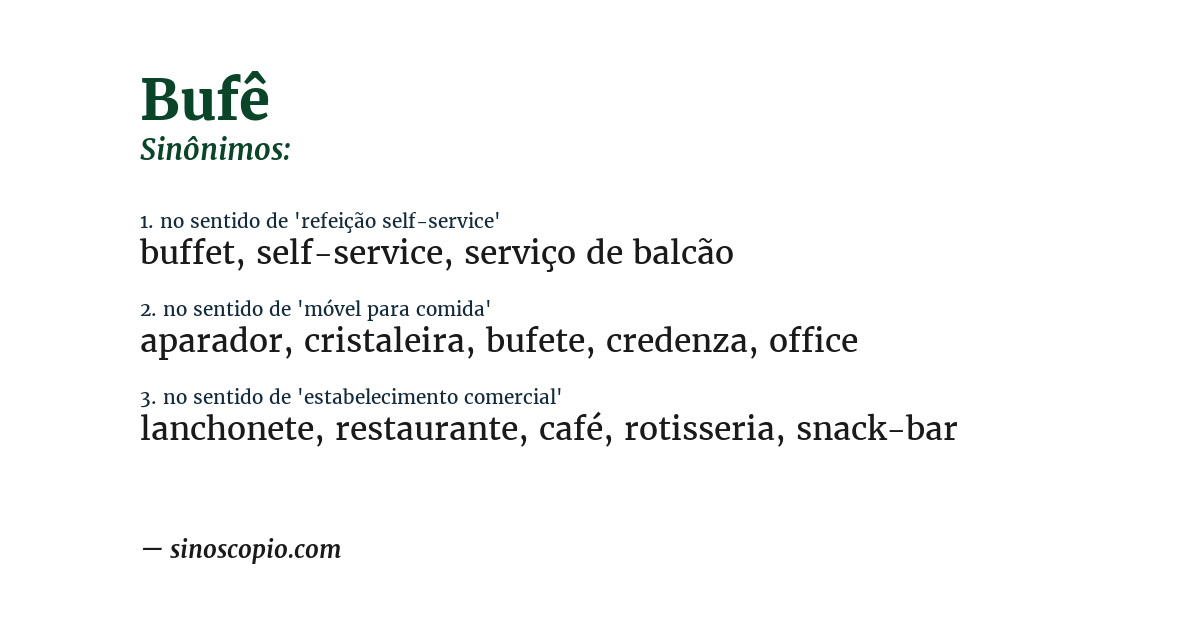 Sinônimo de bufê
