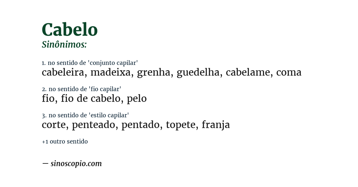 Sinônimo de cabelo