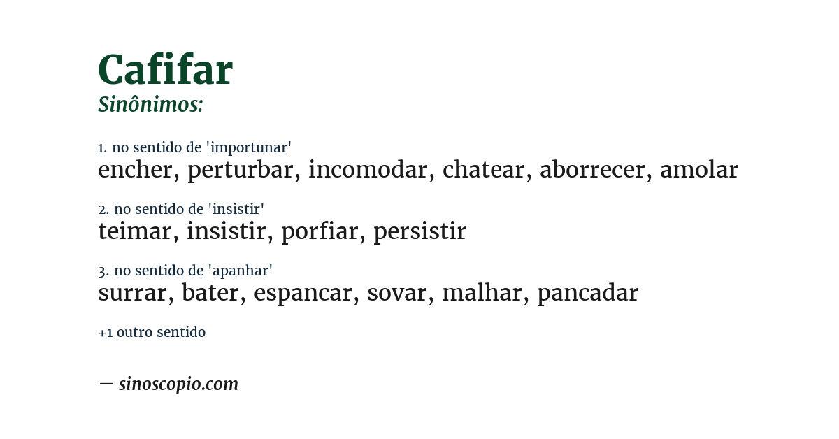 Sinônimo de cafifar