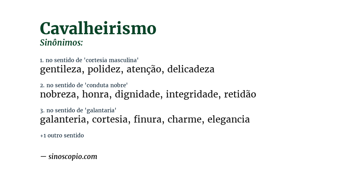Sinônimo de cavalheirismo
