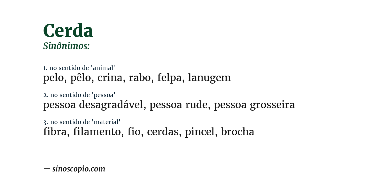 Sinônimo de cerda