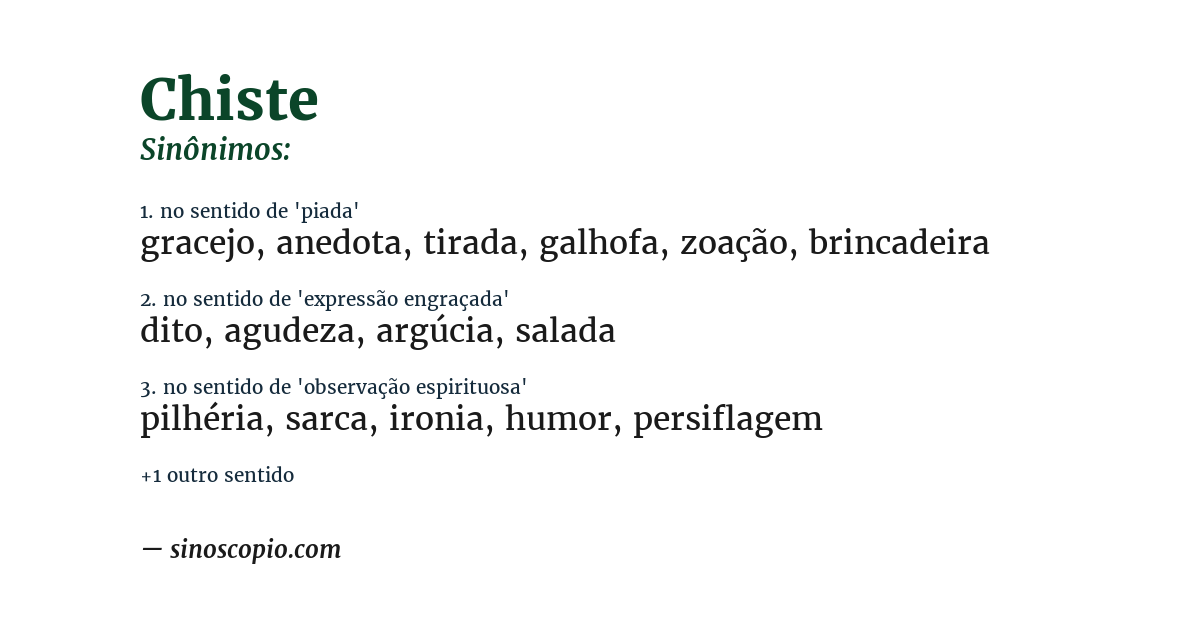 Sinônimo de chiste