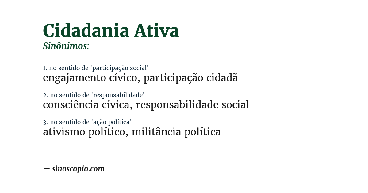 Sinônimo de cidadania ativa