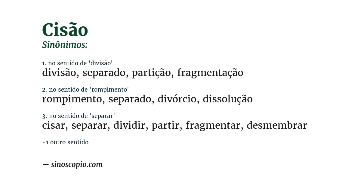 Sinônimo de cisão