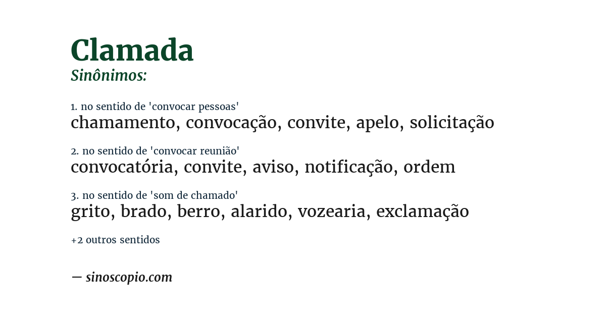 Sinônimo de clamada
